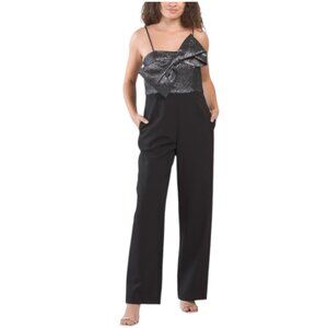 ANNE KLEIN Straight Leg Jumpsuit With Bow Bodice